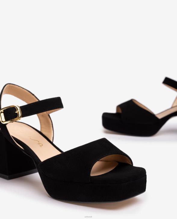 Women Unisa Sandal with a heel and platform Black0X8N215