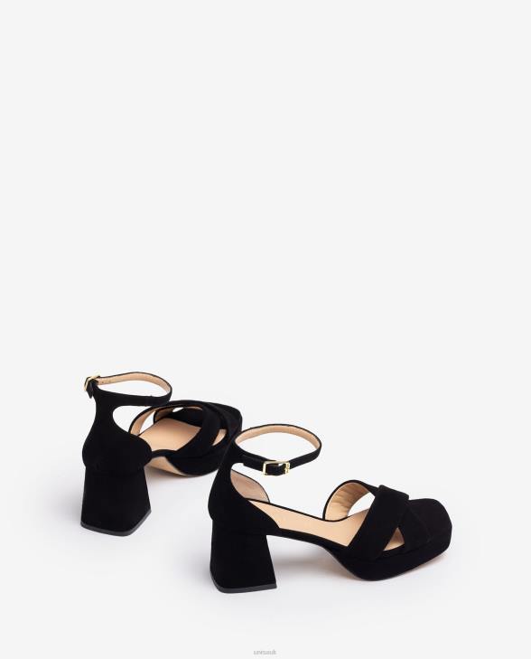 Women Unisa Sandal with a heel and platform Black0X8N217