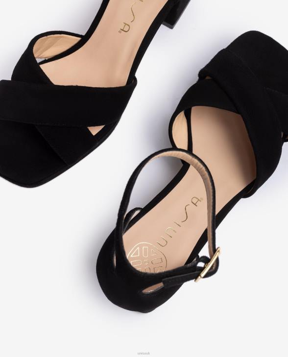 Women Unisa Sandal with a heel and platform Black0X8N217