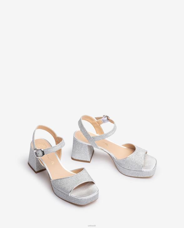 Women Unisa Sandal with a heel and platform Silver0X8N213