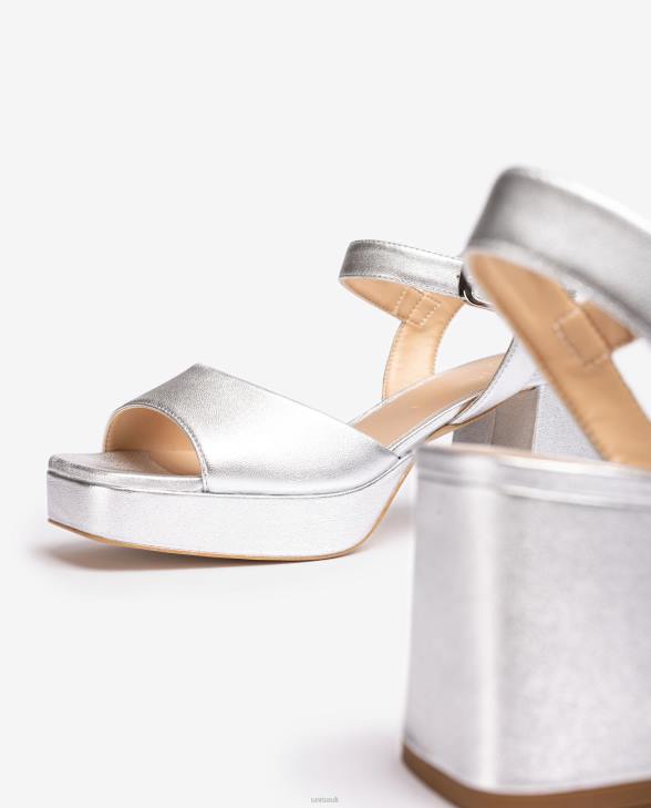 Women Unisa Sandal with a heel and platform Silver0X8N4