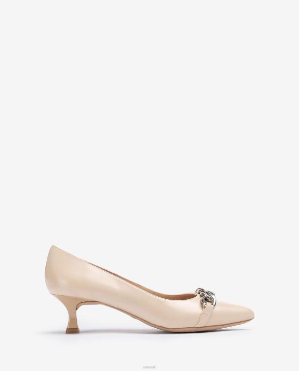 Women Unisa Leather pump with chain Beige0X8N583