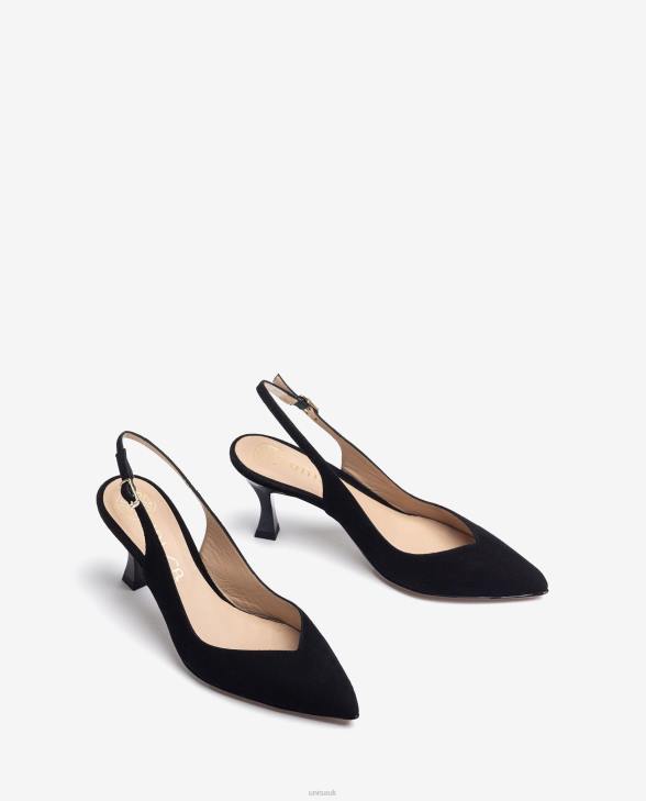 Women Unisa D\'Orsay ankle strap sling back shoe with a painted heel Black0X8N512