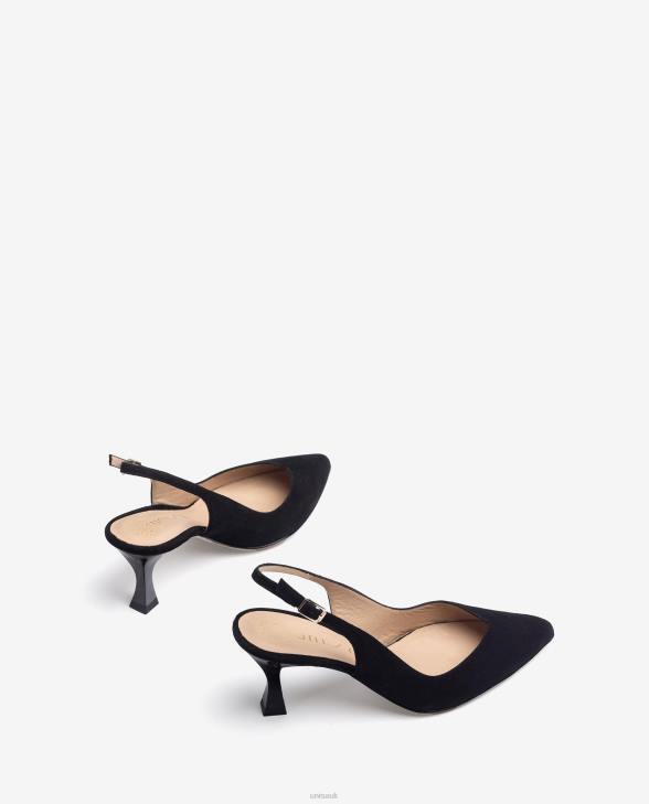 Women Unisa D\'Orsay ankle strap sling back shoe with a painted heel Black0X8N512