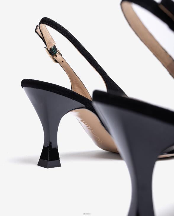 Women Unisa D\'Orsay ankle strap sling back shoe with a painted heel Black0X8N512