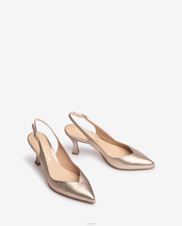 Women Unisa D\'Orsay ankle strap sling back shoe with a painted heel Bronze0X8N504