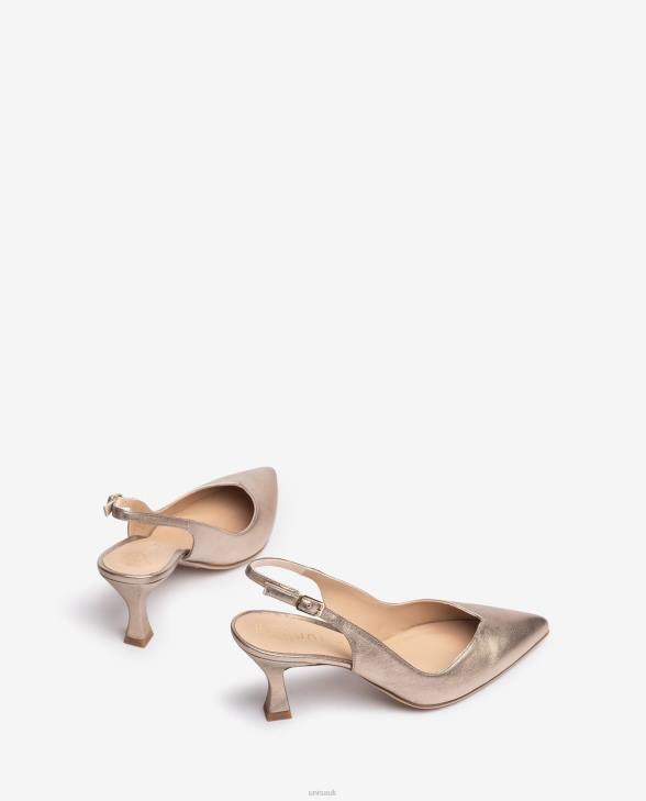 Women Unisa D\'Orsay ankle strap sling back shoe with a painted heel Bronze0X8N504