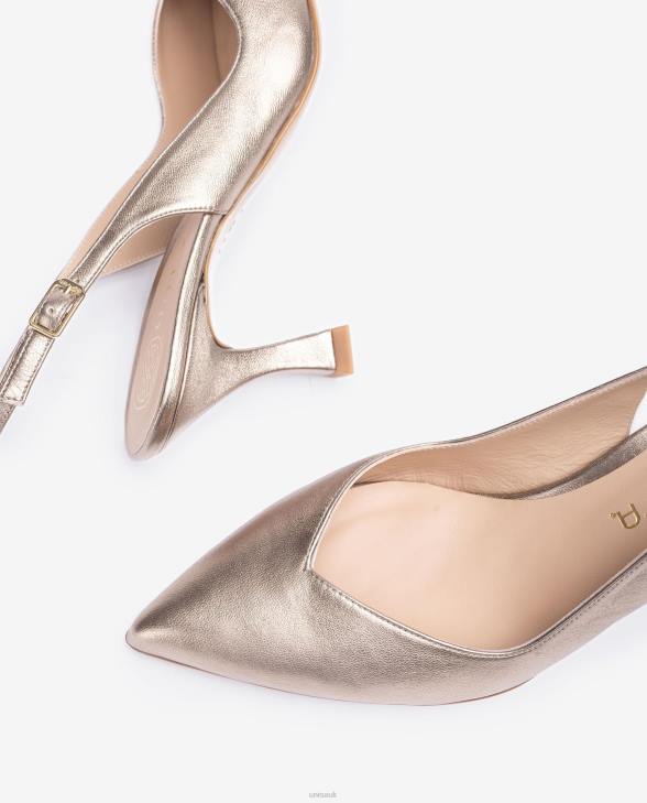 Women Unisa D\'Orsay ankle strap sling back shoe with a painted heel Bronze0X8N504