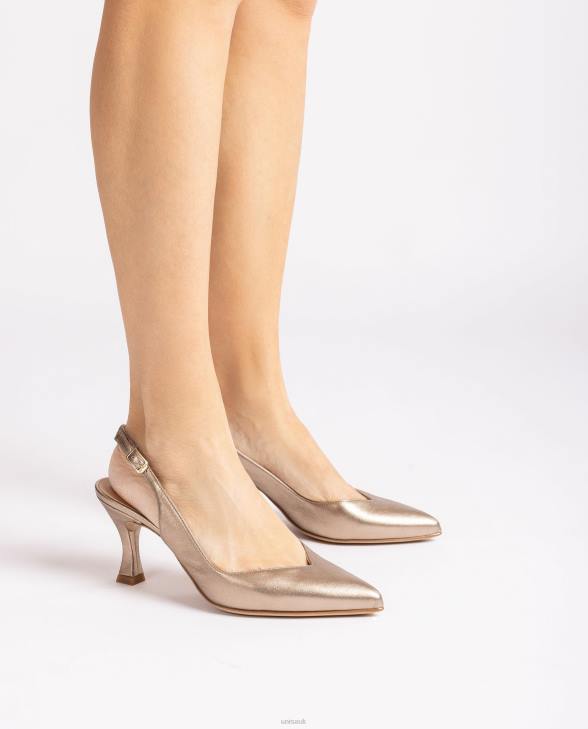 Women Unisa D\'Orsay ankle strap sling back shoe with a painted heel Bronze0X8N504