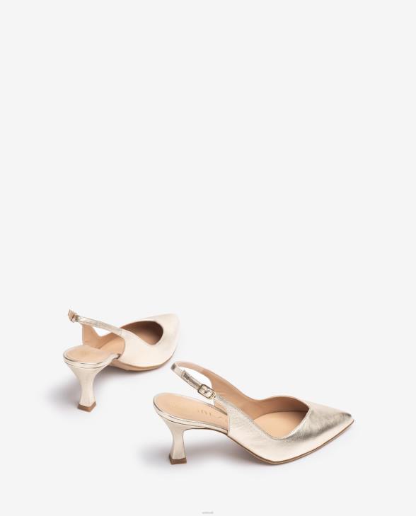 Women Unisa D\'Orsay ankle strap sling back shoe with a painted heel Gold0X8N502