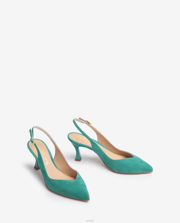 Women Unisa D\'Orsay ankle strap sling back shoe with a painted heel Green0X8N506