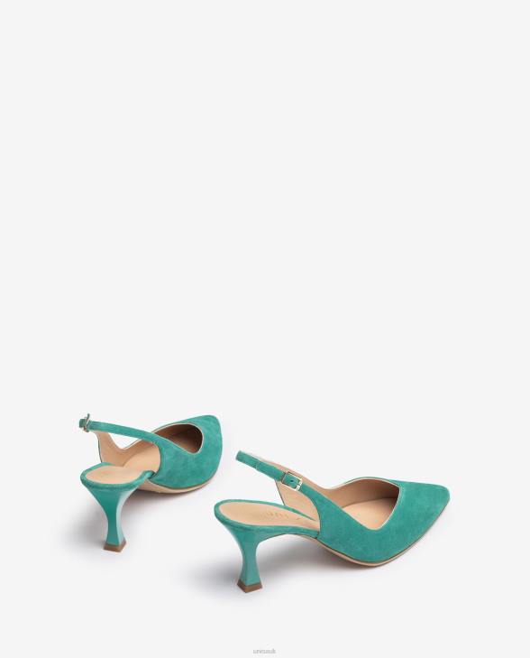 Women Unisa D\'Orsay ankle strap sling back shoe with a painted heel Green0X8N506