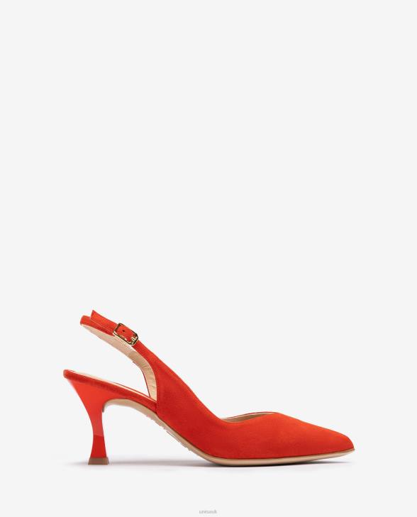 Women Unisa D'Orsay ankle strap sling back shoe with a painted heel Red0X8N511