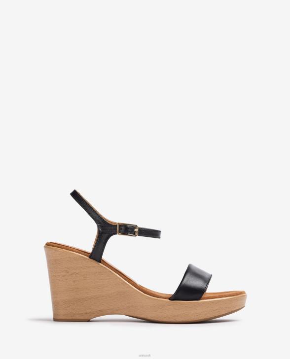 Women Unisa Leather sandal with a block Black0X8N253