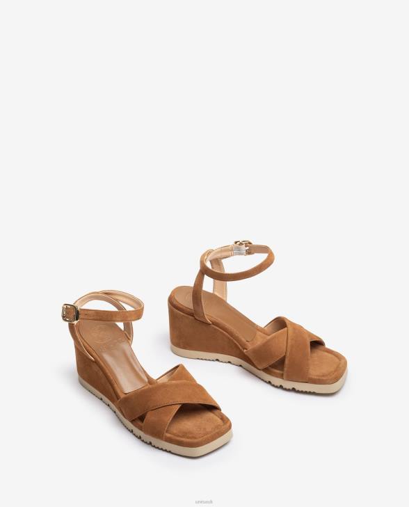 Women Unisa Sandal with a wedge heel and padded sole Brown0X8N171