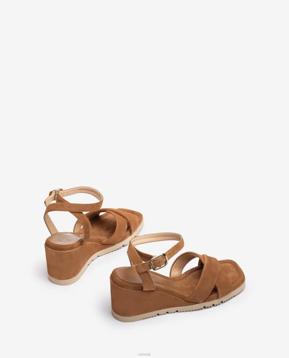 Women Unisa Sandal with a wedge heel and padded sole Brown0X8N171