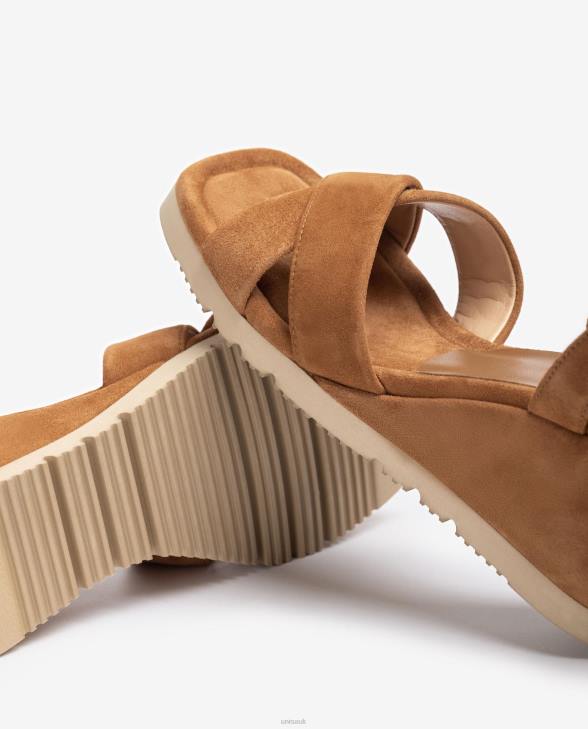 Women Unisa Sandal with a wedge heel and padded sole Brown0X8N415
