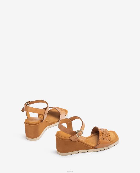 Women Unisa Sandal with decorative perforations on the vamp Brown0X8N292