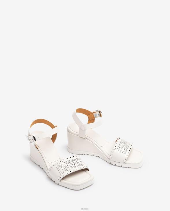 Women Unisa Sandal with decorative perforations on the vamp White0X8N293