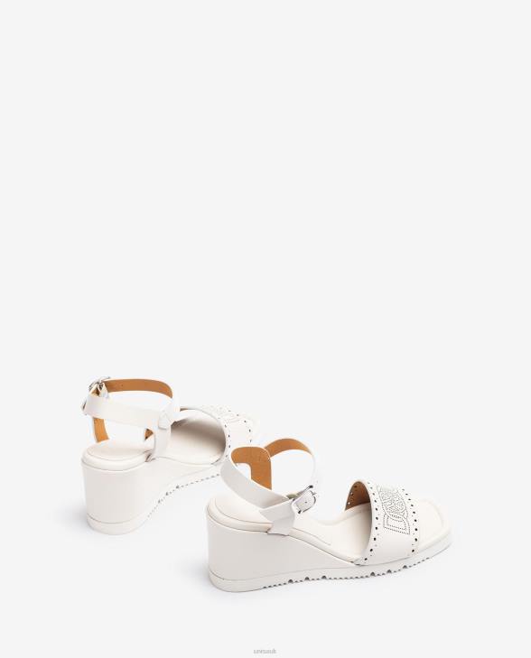 Women Unisa Sandal with decorative perforations on the vamp White0X8N293