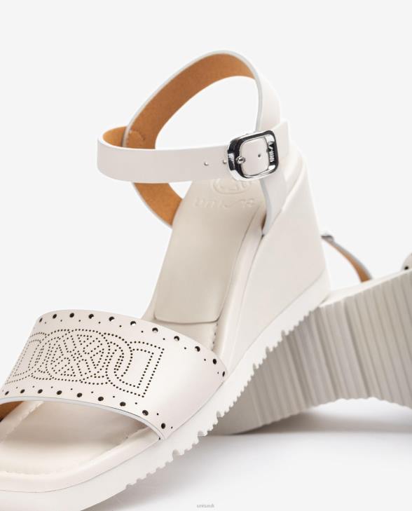 Women Unisa Sandal with decorative perforations on the vamp White0X8N293