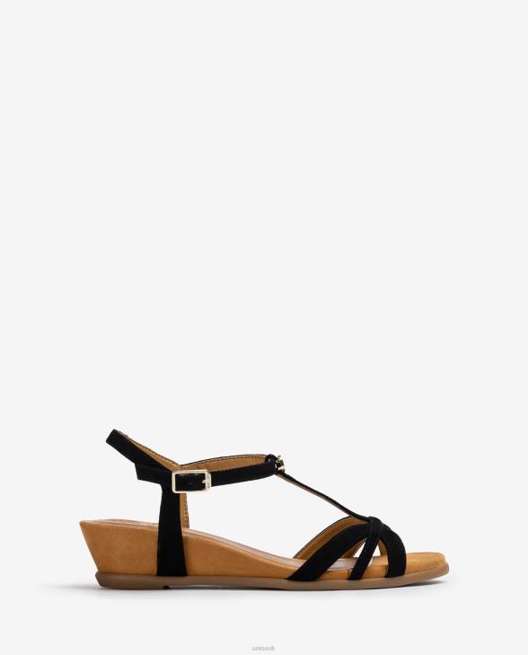 Women Unisa Strappy sandal with a wedge Black0X8N76