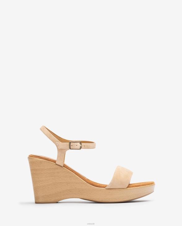 Women Unisa Suede sandal with a block Beige0X8N251